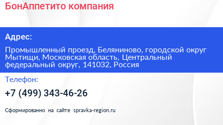 БонАппетито компания - визитка