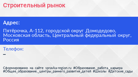 Строительный рынок - визитка