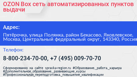 OZON Box сеть автоматизированных пунктов выдачи - визитка
