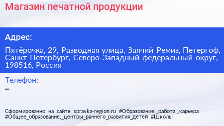 Магазин печатной продукции - визитка