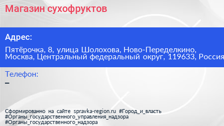 Магазин сухофруктов - визитка