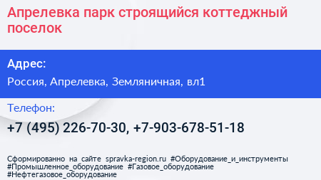 Апрелевка парк строящийся коттеджный поселок - визитка