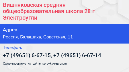 Вишняковская средняя общеобразовательная школа 28 г Электроугли - визитка