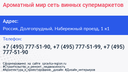 Ароматный мир сеть винных супермаркетов - визитка