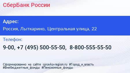 СберБанк России - визитка