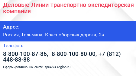Деловые Линии транспортно экспедиторская компания - визитка