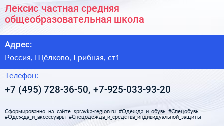 Лексис частная средняя общеобразовательная школа - визитка