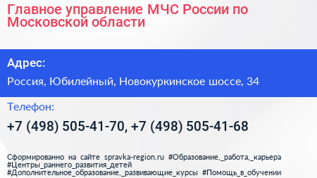 Главное управление МЧС России по Московской области - визитка