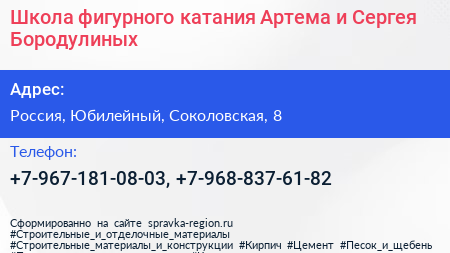 Школа фигурного катания Артема и Сергея Бородулиных - визитка