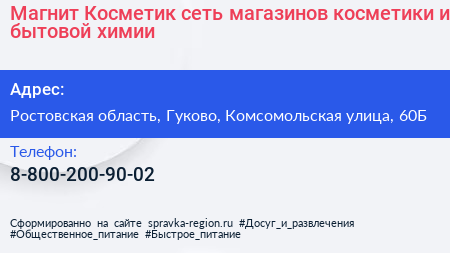 Магнит Косметик сеть магазинов косметики и бытовой химии - визитка