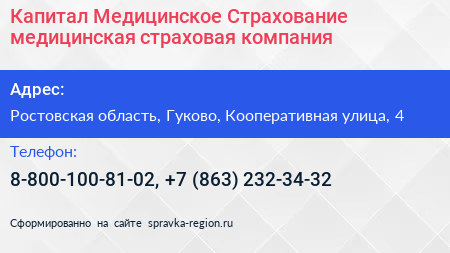 Капитал Медицинское Страхование медицинская страховая компания - визитка