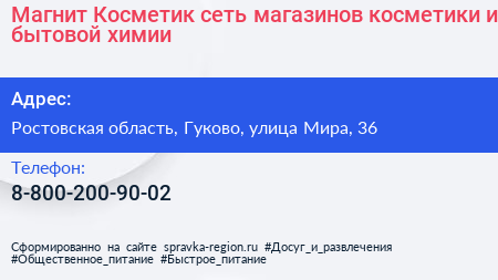 Магнит Косметик сеть магазинов косметики и бытовой химии - визитка