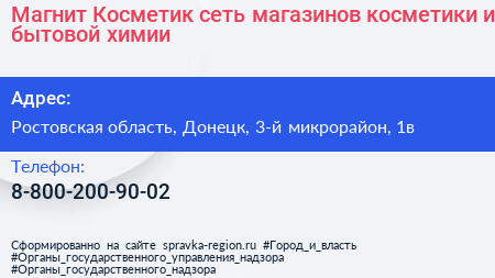 Магнит Косметик сеть магазинов косметики и бытовой химии - визитка