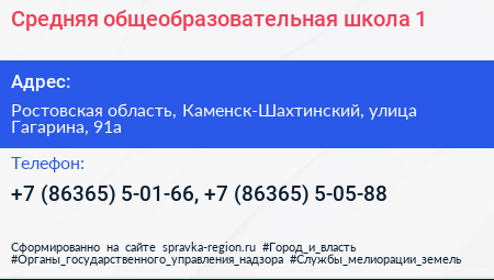 Средняя общеобразовательная школа 1 - визитка