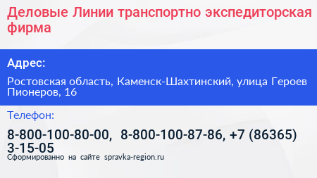 Деловые Линии транспортно экспедиторская фирма - визитка
