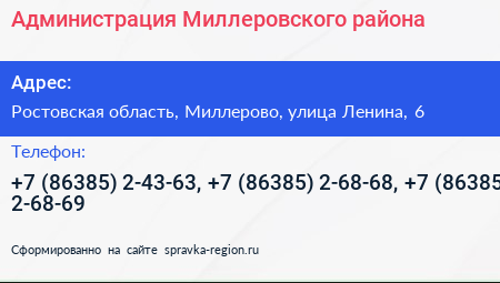 Администрация Миллеровского района - визитка