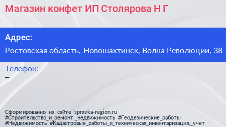 Магазин конфет ИП Столярова Н Г  - визитка