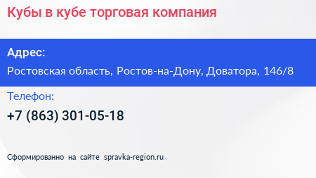 Кубы в кубе торговая компания - визитка