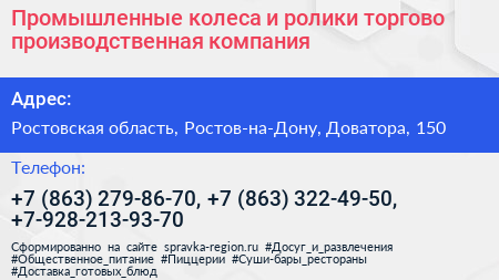 Промышленные колеса и ролики торгово производственная компания - визитка