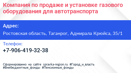 Компания по продаже и установке газового оборудования для автотранспорта - визитка