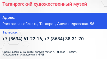 Таганрогский художественный музей - визитка