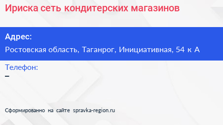 Нажмите, чтобы скачать визитку Ириска сеть кондитерских магазинов - визитка