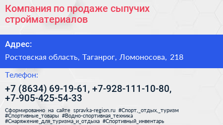 Компания по продаже сыпучих стройматериалов - визитка