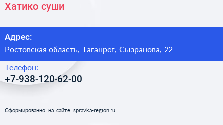 Нажмите, чтобы скачать визитку Хатико суши - визитка