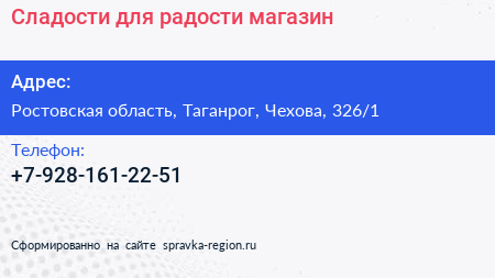 Нажмите, чтобы скачать визитку Сладости для радости магазин - визитка
