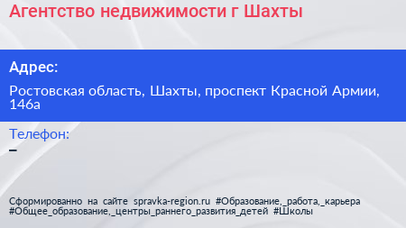 Агентство недвижимости г Шахты - визитка