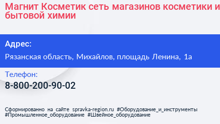 Магнит Косметик сеть магазинов косметики и бытовой химии - визитка