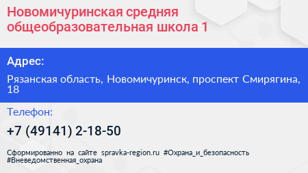 Новомичуринская средняя общеобразовательная школа 1 - визитка