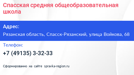 Спасская средняя общеобразовательная школа - визитка