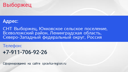 Выборжец - визитка