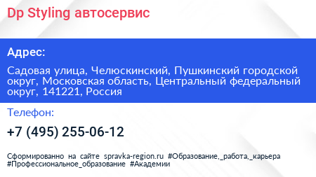 Dp Styling автосервис - визитка