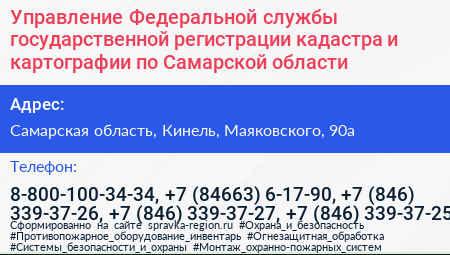 Управление Федеральной службы государственной регистрации кадастра и картографии по Самарской области - визитка