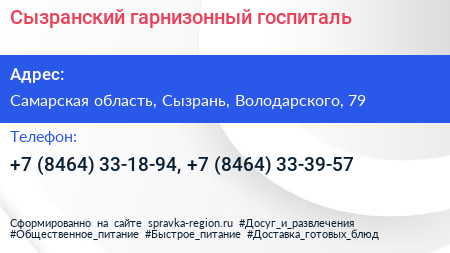 Сызранский гарнизонный госпиталь - визитка