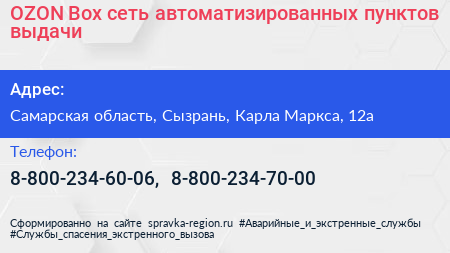 OZON Box сеть автоматизированных пунктов выдачи - визитка