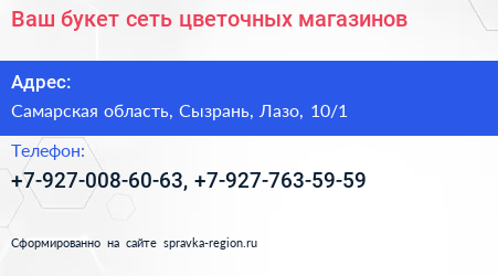 Ваш букет сеть цветочных магазинов - визитка