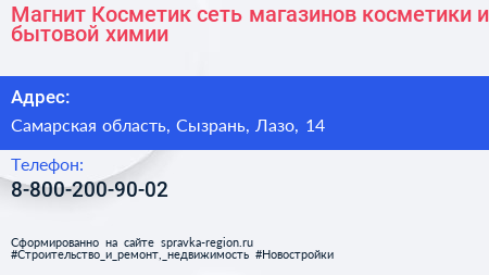Магнит Косметик сеть магазинов косметики и бытовой химии - визитка