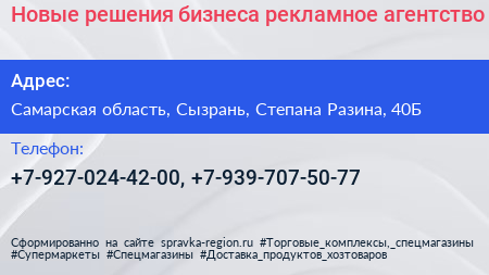 Новые решения бизнеса рекламное агентство - визитка