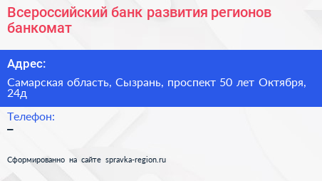 Всероссийский банк развития регионов банкомат - визитка