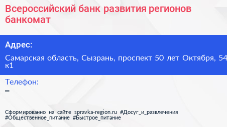 Всероссийский банк развития регионов банкомат - визитка