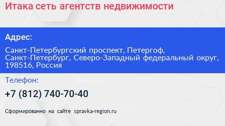 Итака сеть агентств недвижимости - визитка