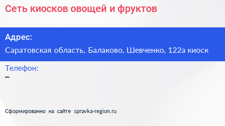Сеть киосков овощей и фруктов - визитка
