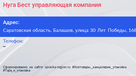 Нуга Бест управляющая компания - визитка