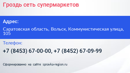 Гроздь сеть супермаркетов - визитка