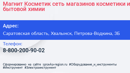 Магнит Косметик сеть магазинов косметики и бытовой химии - визитка