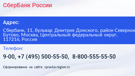 СберБанк России - визитка
