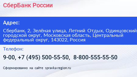 СберБанк России - визитка